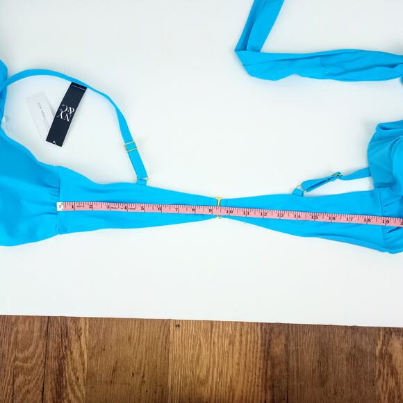 Turquoise Side Cutout Wrap Bikini Top New York & Co XL NWT - Picture 8 of 10
